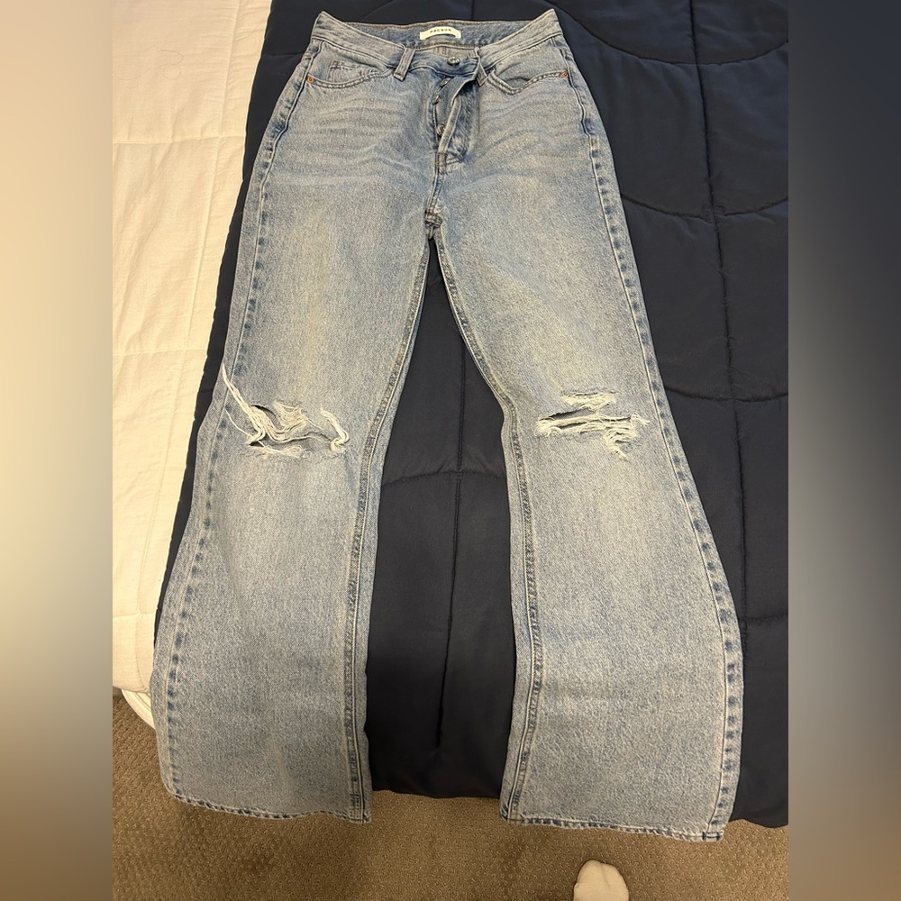 Pacsun wide leg high rise ripped jeans
